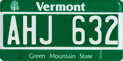 VT license plate AHJ632