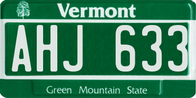 VT license plate AHJ633