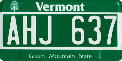 VT license plate AHJ637
