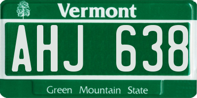 VT license plate AHJ638