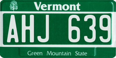 VT license plate AHJ639