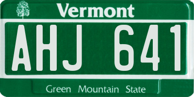 VT license plate AHJ641