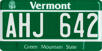 VT license plate AHJ642