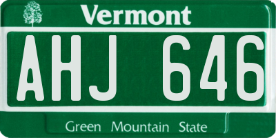 VT license plate AHJ646