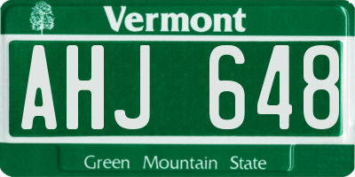 VT license plate AHJ648