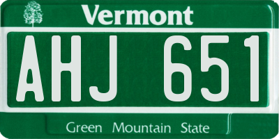 VT license plate AHJ651