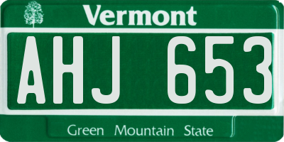 VT license plate AHJ653