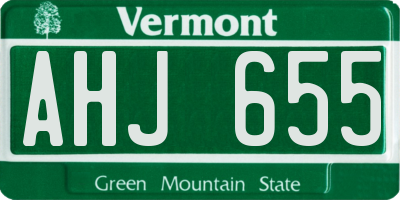 VT license plate AHJ655