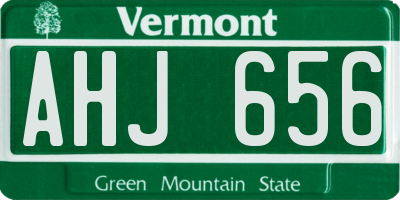 VT license plate AHJ656