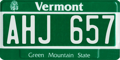 VT license plate AHJ657
