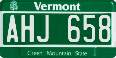 VT license plate AHJ658