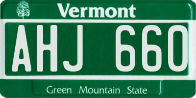 VT license plate AHJ660