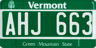 VT license plate AHJ663