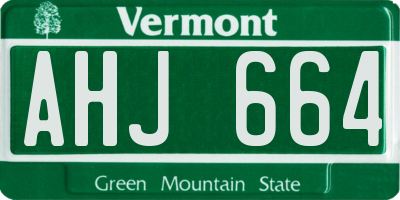 VT license plate AHJ664