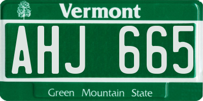 VT license plate AHJ665