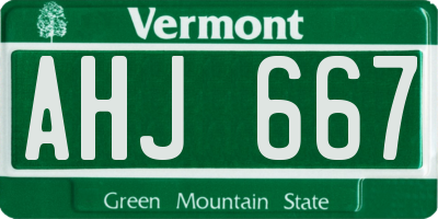 VT license plate AHJ667