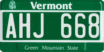 VT license plate AHJ668