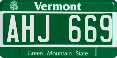 VT license plate AHJ669