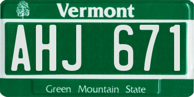 VT license plate AHJ671