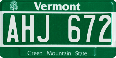 VT license plate AHJ672