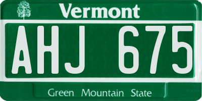 VT license plate AHJ675