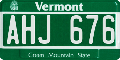 VT license plate AHJ676
