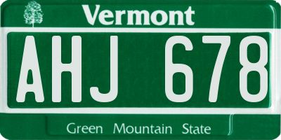 VT license plate AHJ678