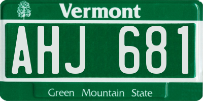VT license plate AHJ681