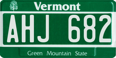 VT license plate AHJ682