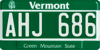 VT license plate AHJ686