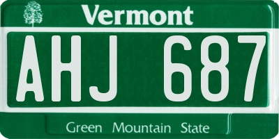 VT license plate AHJ687