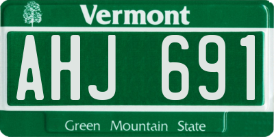 VT license plate AHJ691