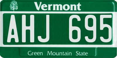 VT license plate AHJ695