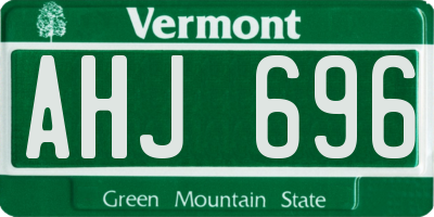 VT license plate AHJ696