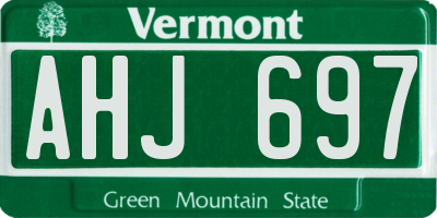 VT license plate AHJ697
