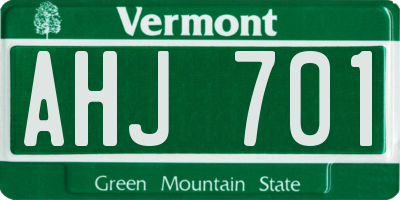 VT license plate AHJ701