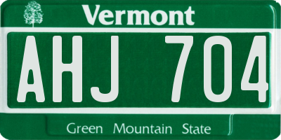 VT license plate AHJ704