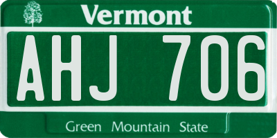 VT license plate AHJ706