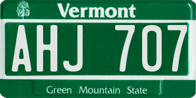 VT license plate AHJ707
