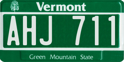 VT license plate AHJ711