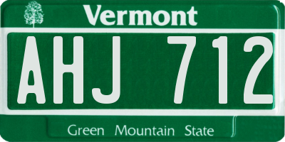 VT license plate AHJ712
