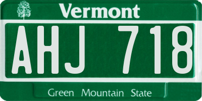 VT license plate AHJ718