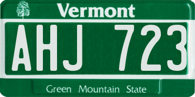 VT license plate AHJ723