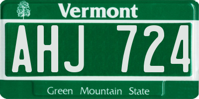 VT license plate AHJ724