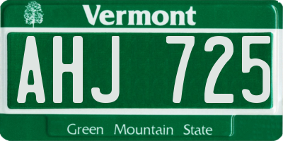 VT license plate AHJ725