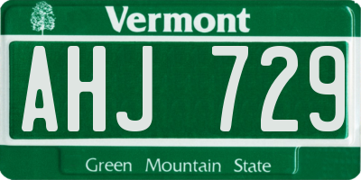 VT license plate AHJ729