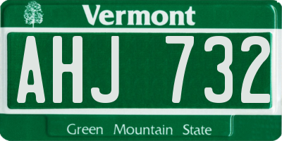 VT license plate AHJ732