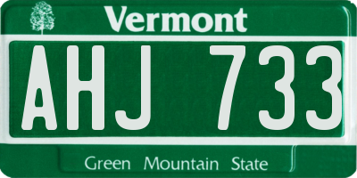 VT license plate AHJ733