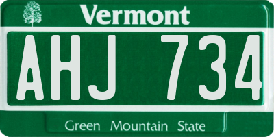 VT license plate AHJ734