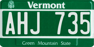 VT license plate AHJ735